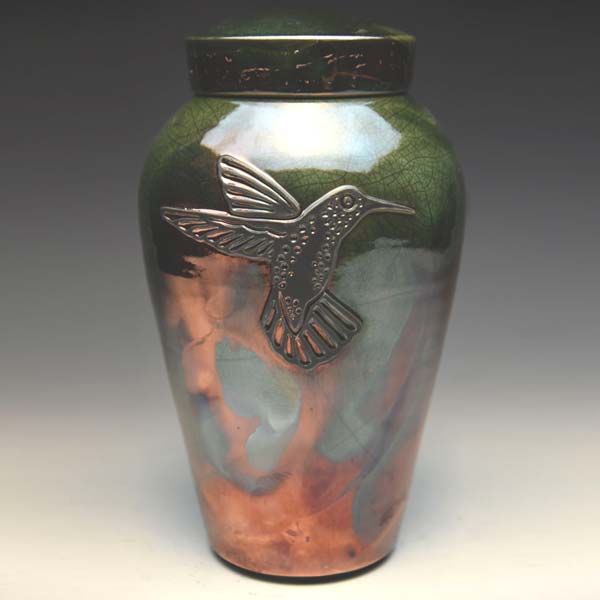 Ceramic Urn with Hummingbird
