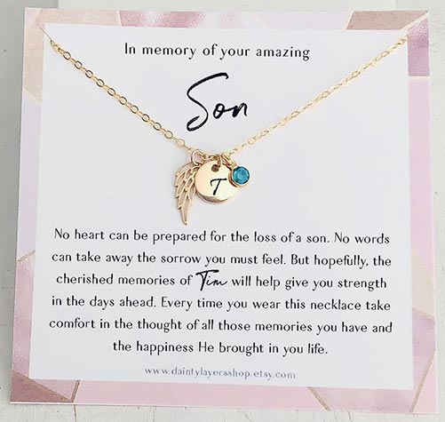 Memorial necklace with initial charm