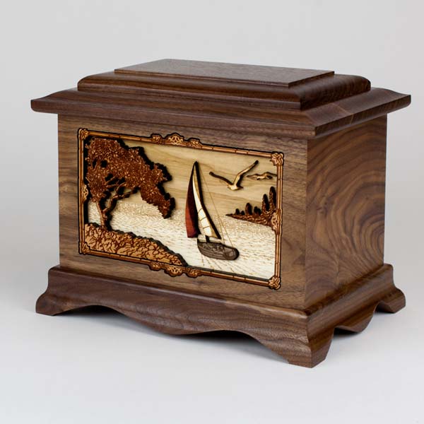 Walnut wood cremation urn