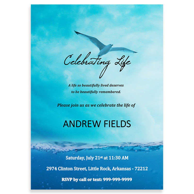 Free Funeral Invitation Template Soaring Seagull Urns Online