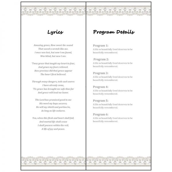 Vertical Funeral Program - Inside (Elegant)
