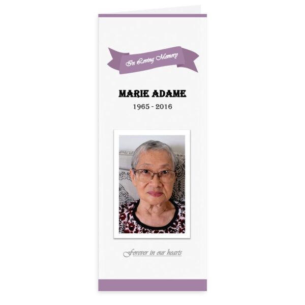 Free Word Template Vertical Funeral Program Purple Banner Theme