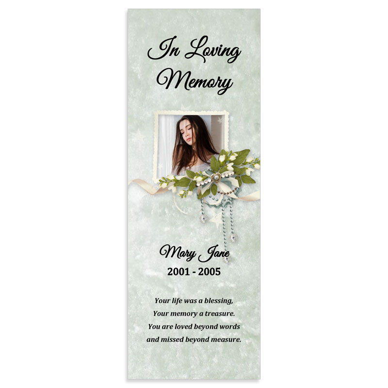 Memorial Bookmark Template, Floral Themed (Free MS Word)