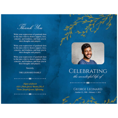 Front and back of funeral program bifold
