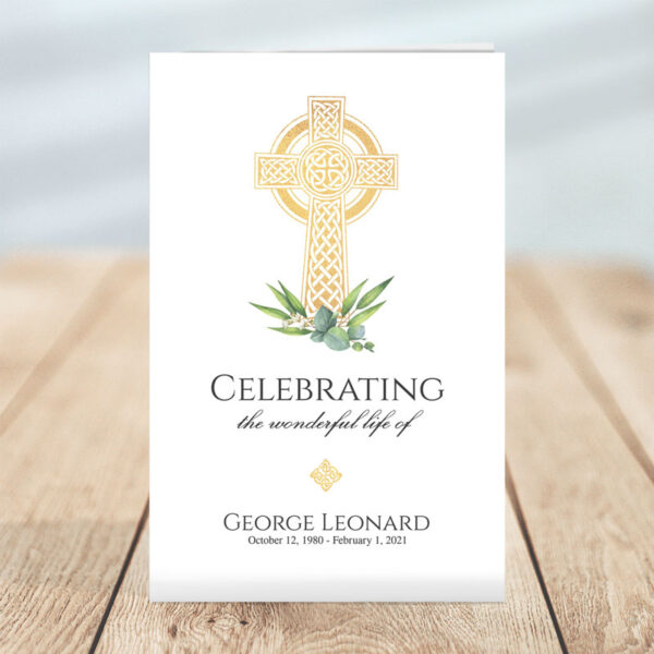 Celtic Cross Funeral Program Template