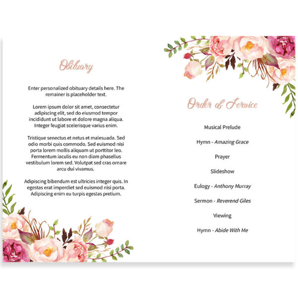 Gentle Florals Funeral Program Template