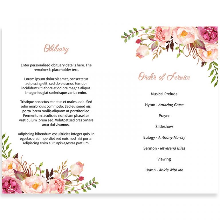 Gentle Florals Life Celebration Funeral Program Template » US Urns Online