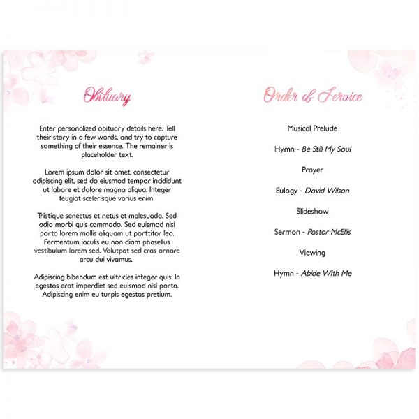 Printable Funeral Program Template (Inside Page)