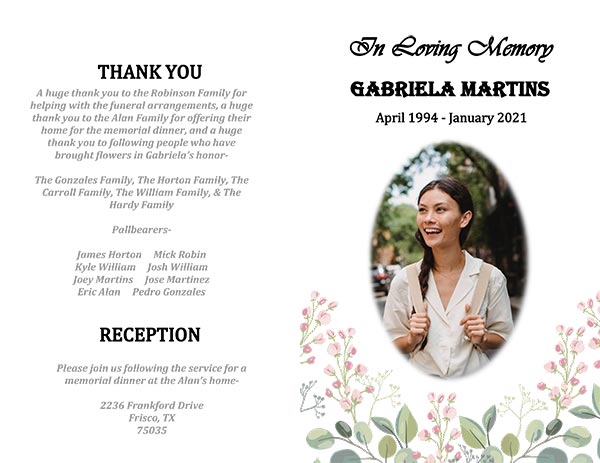 Sample Template- Free Funeral Program Templates (Gabriela Martins)