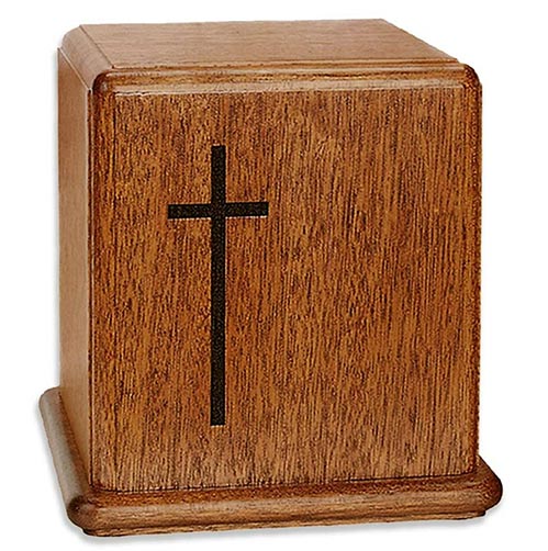 Mahogany Wood Cross Urns