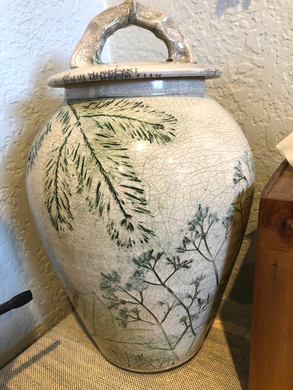 Forest Crackle Raku Urn for Ashes