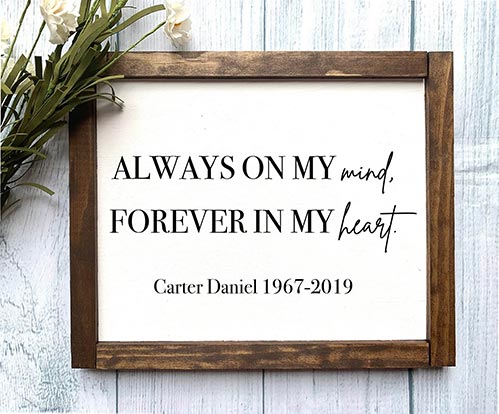 Always on My Mind, Personalized Memorial Sign