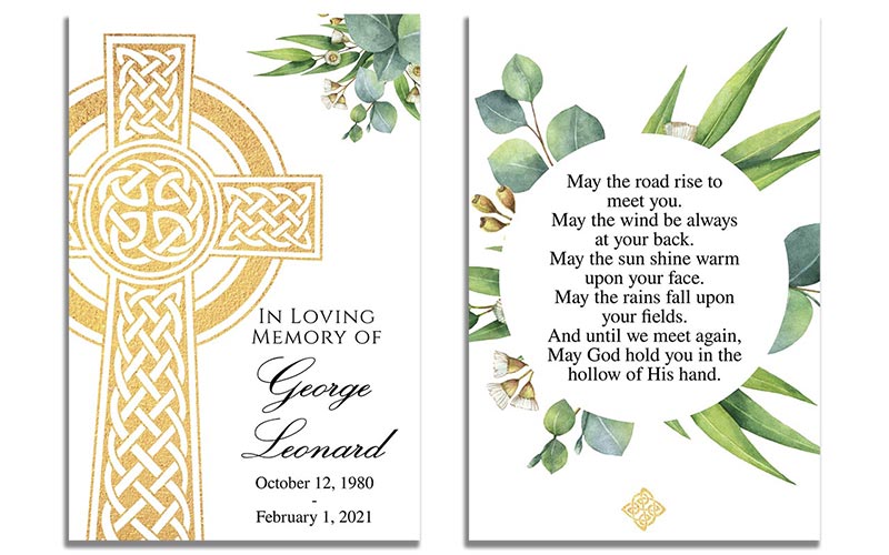 Celtic Cross Funeral Prayer Card Templates