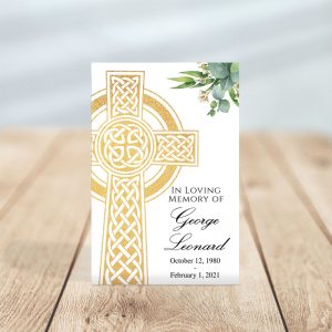 Celtic Cross Themed Funeral Prayer Card
