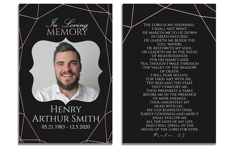 Geometric Elegance Funeral Prayer Card