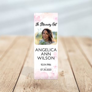 Pink Watercolors Designed Memorial Bookmark