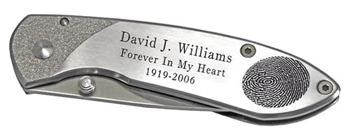 Engraved Fingerprint Pocket Knife