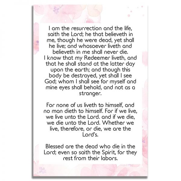 Pink Watercolors- Back Prayer Card Template
