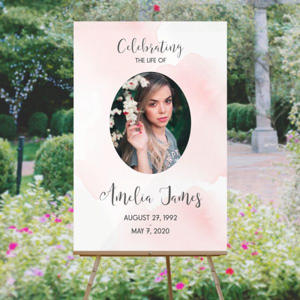 Blush Funeral Welcome Sign Template