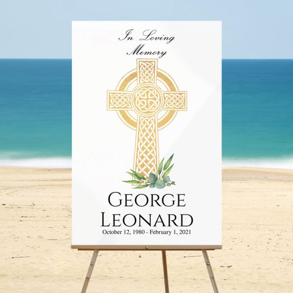 Celtic Cross Funeral Welcome Sign Templates