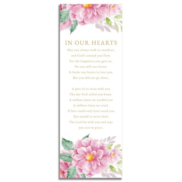 Dusty Fleur Funeral Bookmark - Back