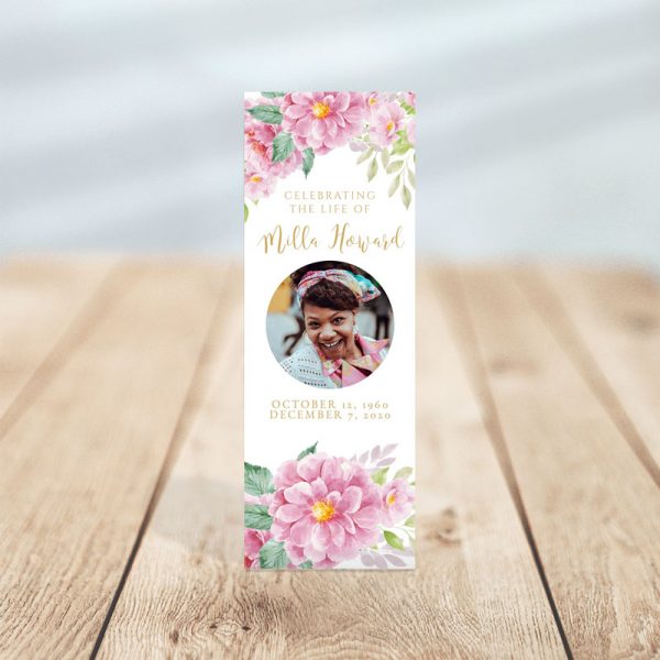 Dusty Fleur Funeral Bookmark
