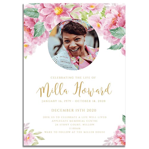 Dusty Fleur Funeral Invitation Prints