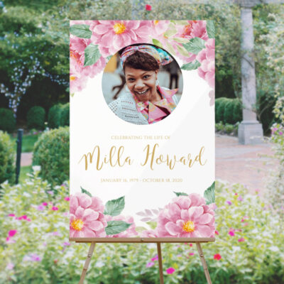 Dusty Fleur Funeral Welcome Sign Template