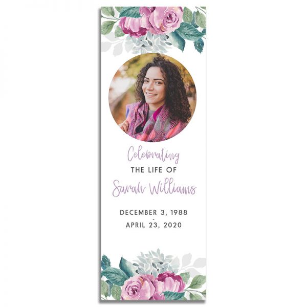 Flora Funeral Bookmark Template - Front