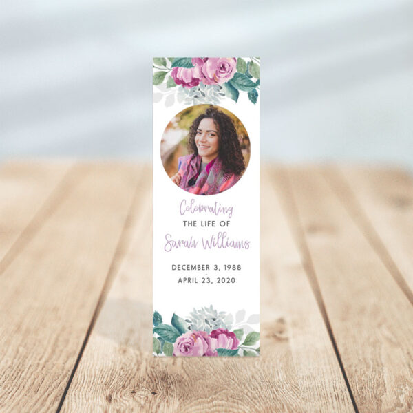 Flora Funeral Bookmark Template