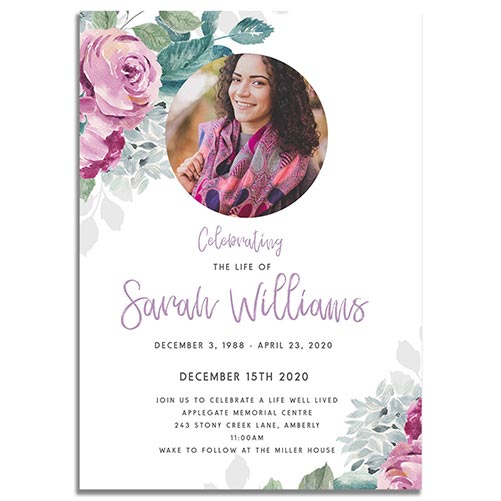 Printable Flora Funeral Invites