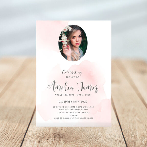 Blush Themed Funeral Invitation