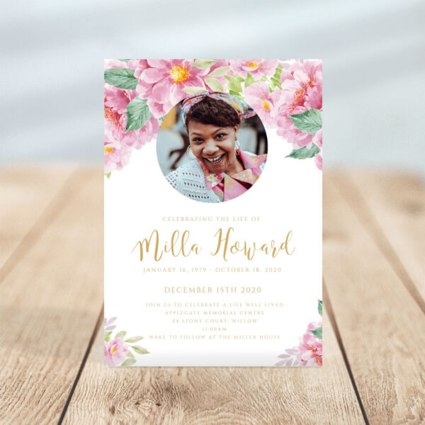 Dusty Fleur Funeral Invitation Template