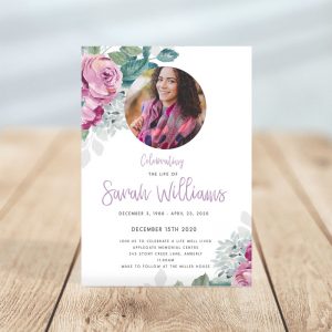 Purple and Green Flora Funeral Invitation