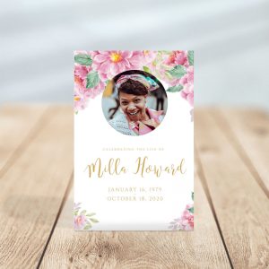 Pink Fleur Funeral Prayer Cards