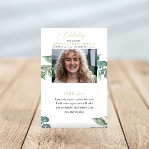 Funeral Prayer Card Template: Leaves