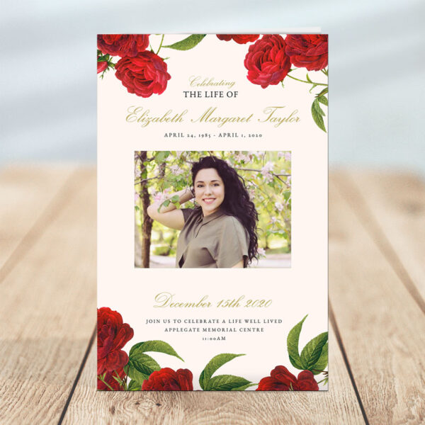 Funeral Program Templates: Vintage Rose