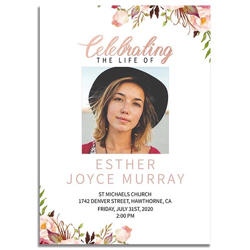 Gentle Floral Theme Funeral Invite Cards