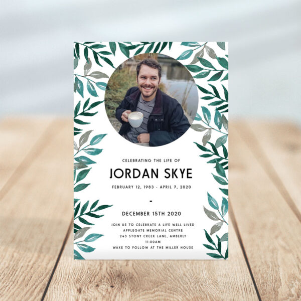 Greenery Funeral Invite Template