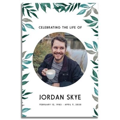 Celebrating the Life of - Greenery Funeral Prayer Card - Front