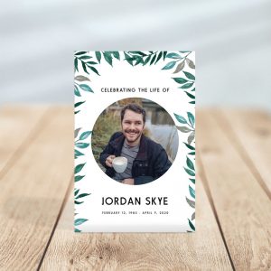 Greenery Themed Funeral Prayer Card Template