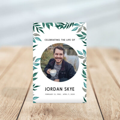 Greenery Themed Funeral Prayer Card Template