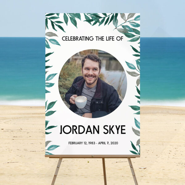 Greenery Funeral Welcome Sign Template