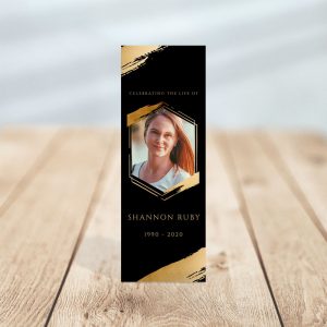 Hexagon Themed Funeral Memorial Bookmark Template