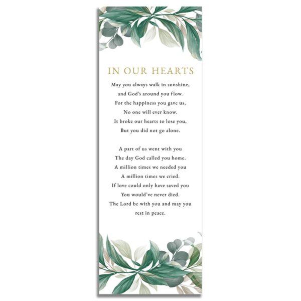 Leaves Funeral Bookmark - Back