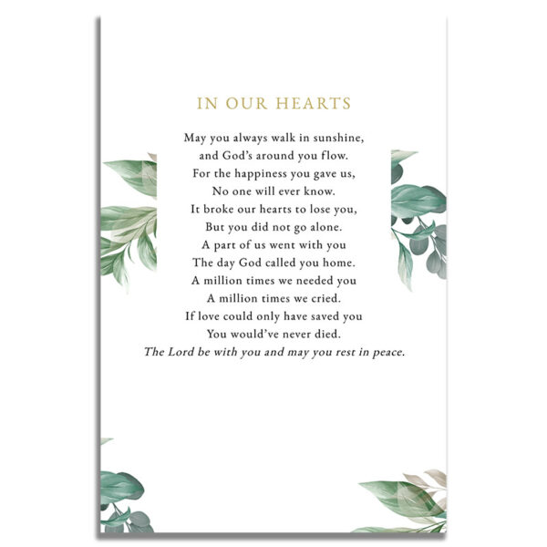 Back of the Leaves Funeral Prayer Card