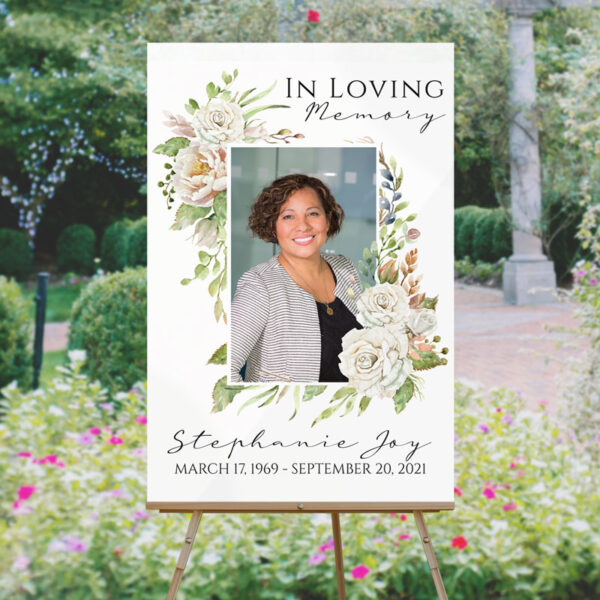 Vintage Floral Frame Funeral Welcome Sign Template