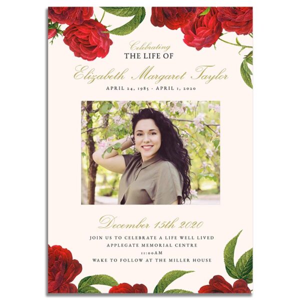 Vintage Rose Funeral Invitation Template