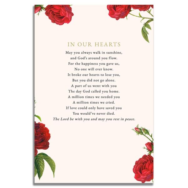 Back Page of the Vintage Rose Prayer Card Template