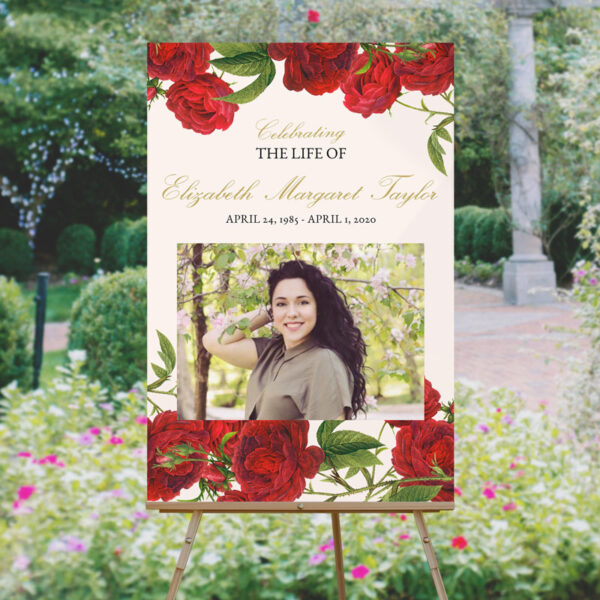 Vintage Rose Funeral Welcome Sign